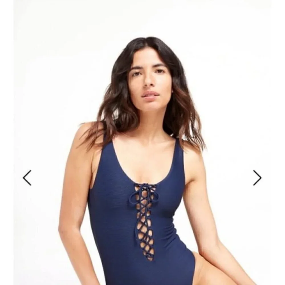 Onia Bridget One Piece Swimsuit  Blue Medium NWOT